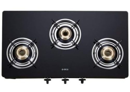 Elica Vetro Glass Top 3 Burner Gas Stove