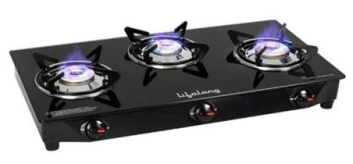 Lifelong LLGS18 Glass Top 3 Burner Gas Stove